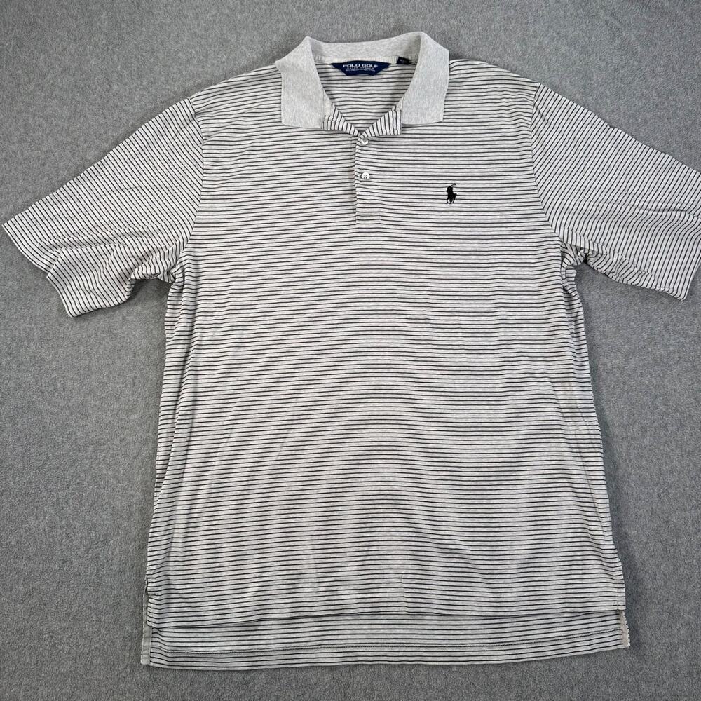 Polo Golf Ralph Lauren Short Sleeve Polo Shirt Men's Large Gray Stripe Collar